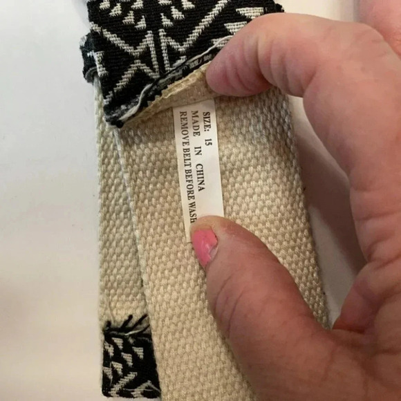 Black & white Boho print fabric belt size 1X - Picture 4 of 4